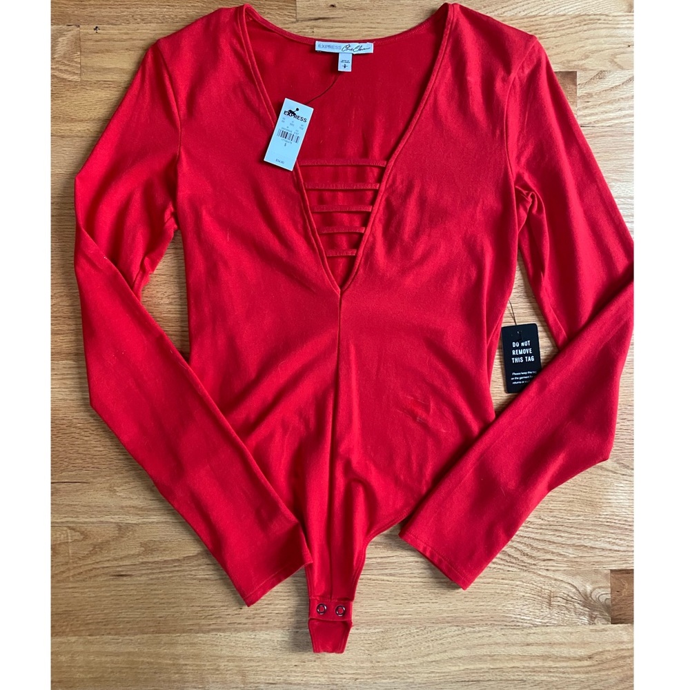 NWT Small Express Red Long Sleeve Bodysuit